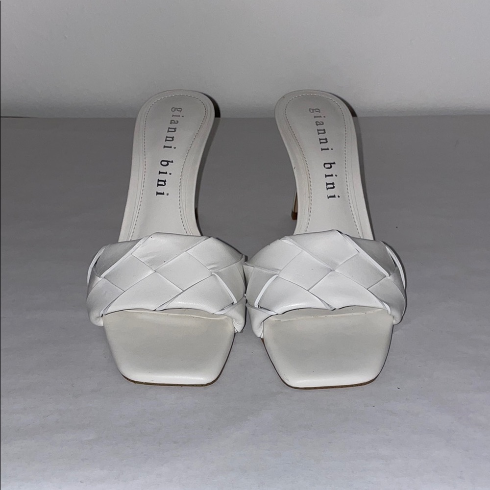 Gianni Bini White Heeled Sandals with Quilted Design